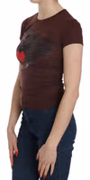 Brown Hearts Short Sleeve Casual T-shirt Top 1