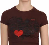 Brown Hearts Short Sleeve Casual T-shirt Top 3