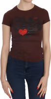 Brown Hearts Short Sleeve Casual T-shirt Top 4
