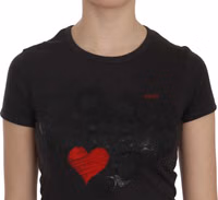 Black Hearts Print Short Sleeve Casual Shirt Top 3