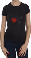 Black Hearts Print Short Sleeve Casual Shirt Top 4