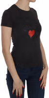 Black Hearts Print Short Sleeve Casual Shirt Top 5