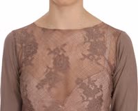 Brown Lace See Through Long Sleeve Top 4