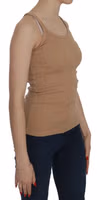 Beige Sleeveless Spaghetti Strap Tank Blouse 1