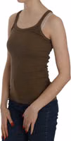 Brown Sleeveless Spaghetti Strap Blouse Top 2