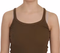 Brown Sleeveless Spaghetti Strap Blouse Top 4