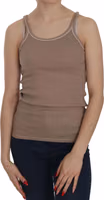 Brown Sleeveless Spaghetti Strap Tank Blouse 1