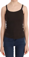 Dark Brown Sleeveless Spaghetti Strap Blouse 1