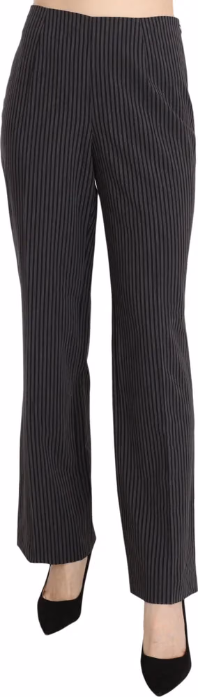 Black Striped Cotton Sretch Dress Trousers Pants