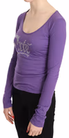 Purple Exte Crystal Embellished Long Sleeve Top Blouse 1