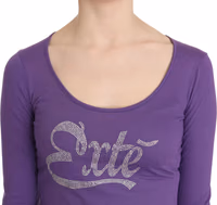 Purple Exte Crystal Embellished Long Sleeve Top Blouse 3