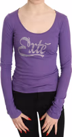 Purple Exte Crystal Embellished Long Sleeve Top Blouse 4