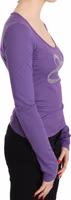 Purple Exte Crystal Embellished Long Sleeve Top Blouse 5