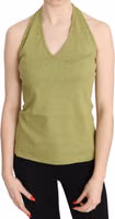 Green Halter Cotton Sleeveless Casual Tank Top Blouse 1