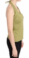 Green Halter Cotton Sleeveless Casual Tank Top Blouse 2