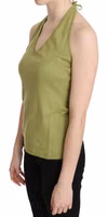 Green Halter Cotton Sleeveless Casual Tank Top Blouse 3