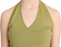 Green Halter Cotton Sleeveless Casual Tank Top Blouse 5