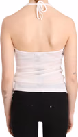 White Halter Cotton Sleeveless Casual Tank Top Blouse 1