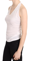 White Halter Cotton Sleeveless Casual Tank Top Blouse 5