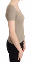 Gray 100% Nylon Short Sleeve Casual Tank Top Blouse 1