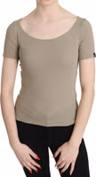 Gray 100% Nylon Short Sleeve Casual Tank Top Blouse 5