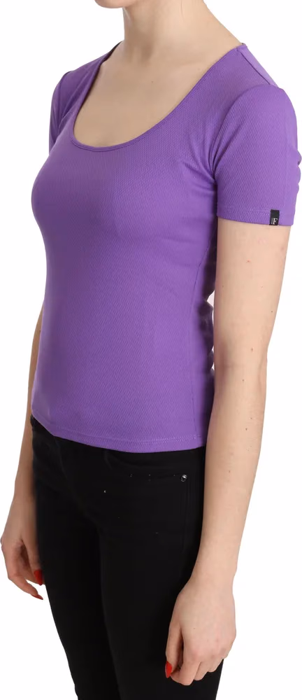 Purple 100% Polyester Short Sleeve Top Blouse