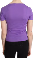 Purple 100% Polyester Short Sleeve Top  Blouse 2