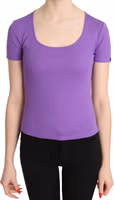 Purple 100% Polyester Short Sleeve Top  Blouse 4