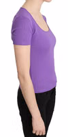 Purple 100% Polyester Short Sleeve Top  Blouse 5