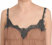 Brown Lace Spaghetti Strap Tank Top Blouse 2
