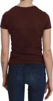 Brown Heart Print Crew Neck T-shirt Short Sleeve Blouse 3