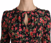Black Floral Longsleeve Knee Length Dress 4