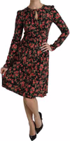Black Floral Longsleeve Knee Length Dress 5