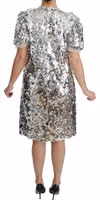 Silver Sequined Crystal Shift Gown Dress 4