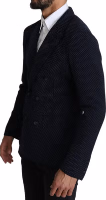Dark Blue Dotted Double Breasted Coat Blazer
