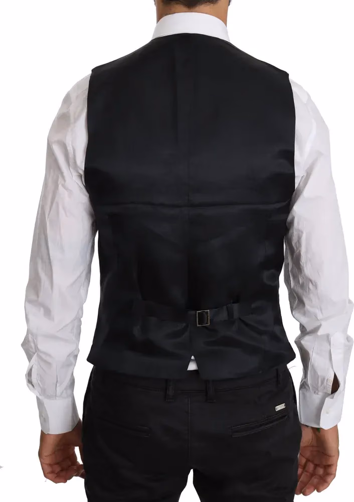 Blue Wool Waistcoat Formal Gilet Vest