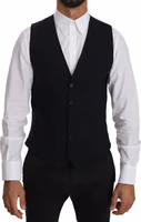 Blue Wool Waistcoat Formal Gilet Vest 3