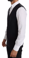 Blue Wool Waistcoat Formal Gilet Vest 4