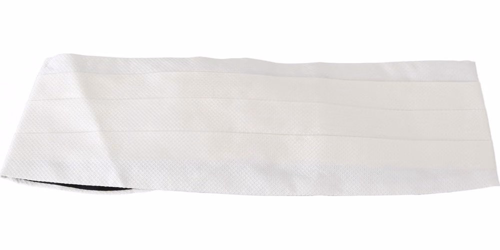 White Men Waist Belt 100% Silk Cummerbund
