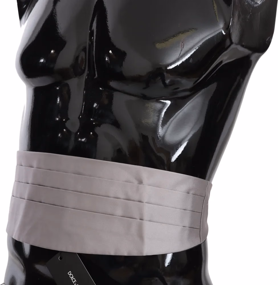 Gray Men Waist Belt 100% Silk Cummerbund