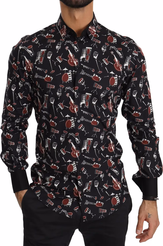 Black Musical Instrument Slim fit Shirt