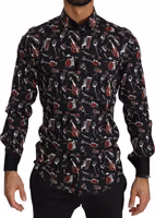 Black Musical Instrument Slim fit Shirt 2