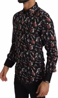 Black Musical Instrument Slim fit Shirt 3