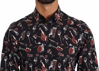 Black Musical Instrument Slim fit Shirt 5