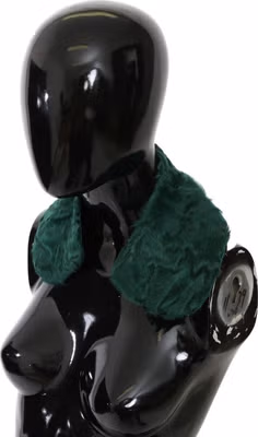 Green Fur Shoulder Collar Wrap Lambskin Scarf