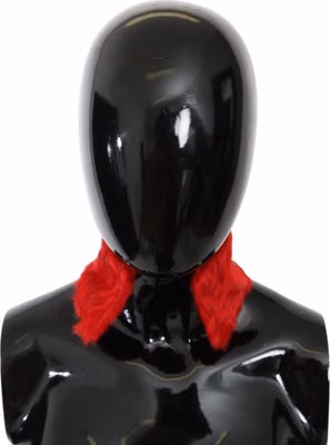 Red Fur Neck Collar Wrap Lambskin Scarf