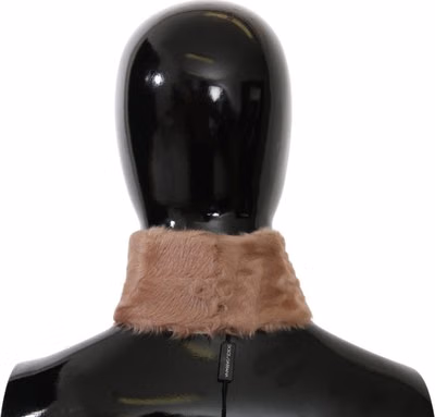 Beige Fur Neck Collar Lambskin Scarf
