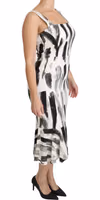 White Black Printed Sheath Midi Viscose Dress 2