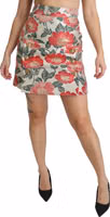 White Green Red Floral High Waist Mini Skirt 1