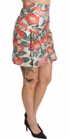 White Green Red Floral High Waist Mini Skirt 3